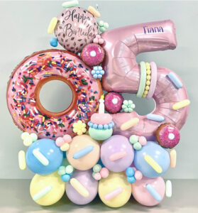 Donuts and cupcakes balloon arrangements